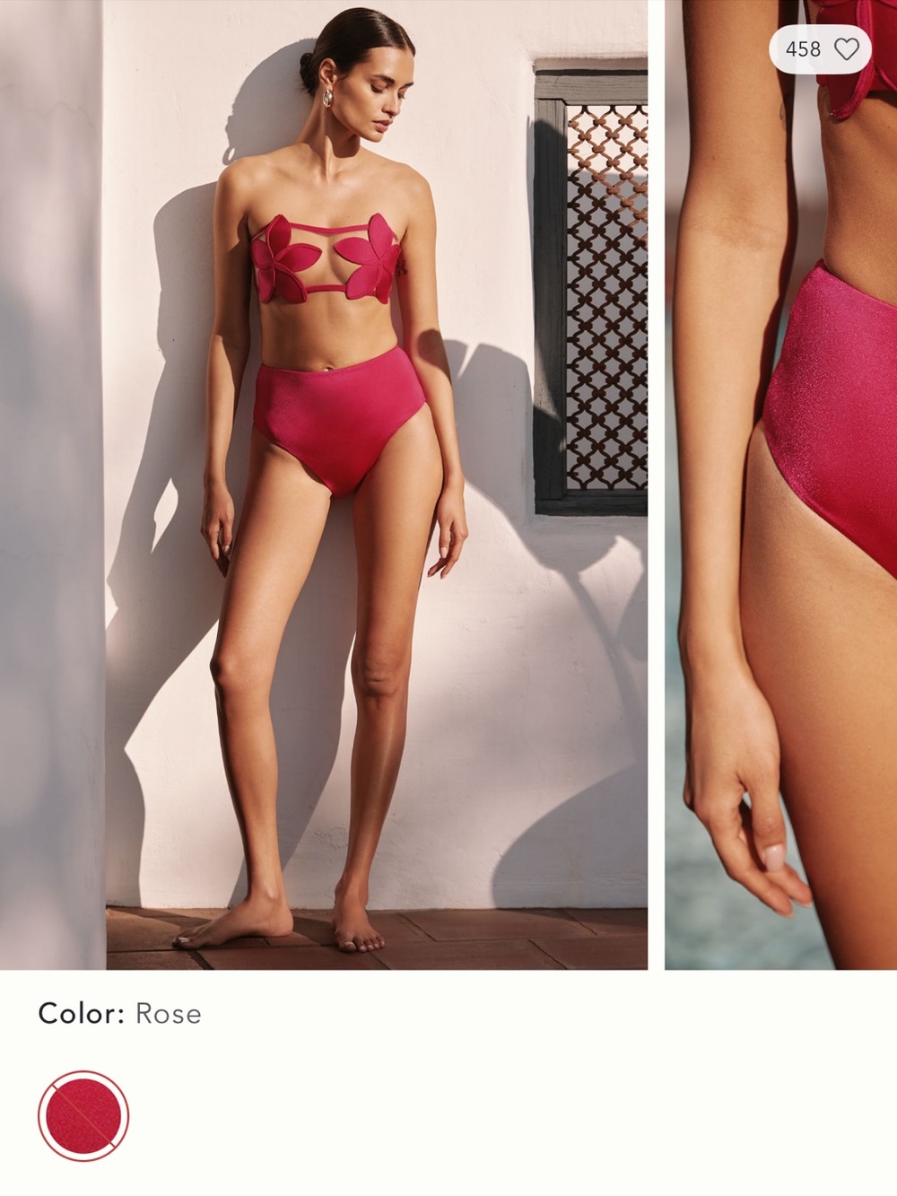Anthropologie Rose Cutout Bandeau Bikini Set
